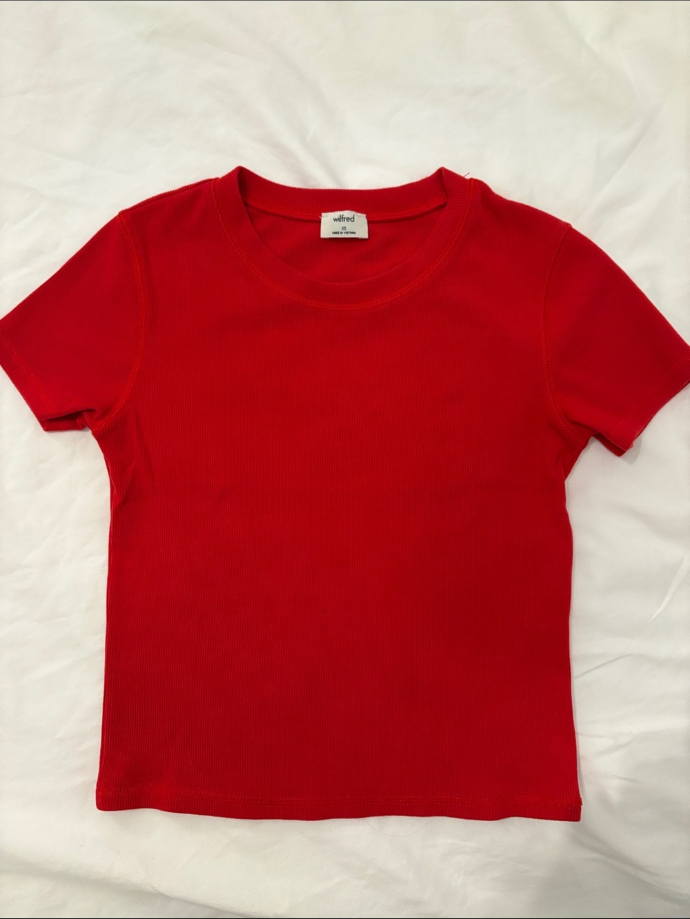 Aritizia Wilfred Ribbed Baby Tee Red- Women